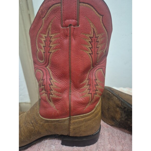 Tony Lama Men\'s Size 9.5D Western Cowboy Boots Brown Leather Red Shaft main image 7